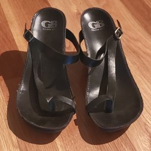 Gianni Bini, black leather, strap sandal, size 10